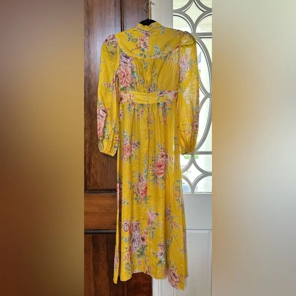 NWT Zimmermann Zinnia Dress – Yellow Floral Midi – Size 0P - Picture 6 of 8